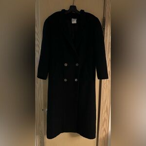 Fendi Wool Blend Full Length Coat in Black with bronze buttons. Size 40